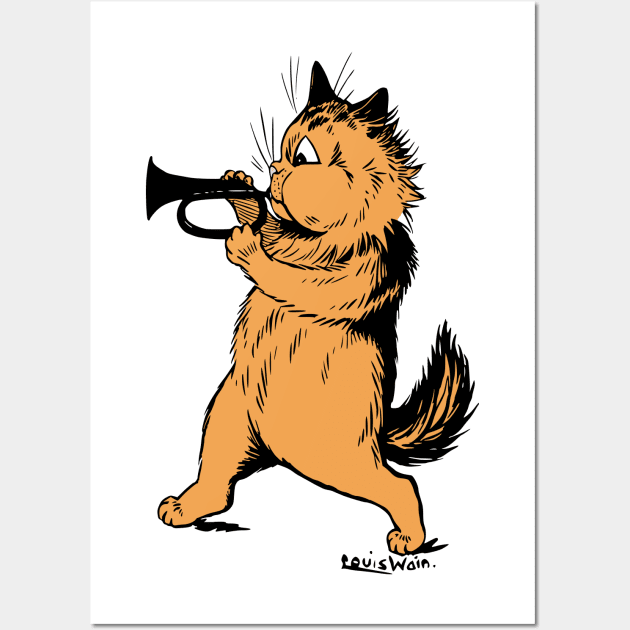 The Trumpet Playing Cat Wall Art by KarwilbeDesigns